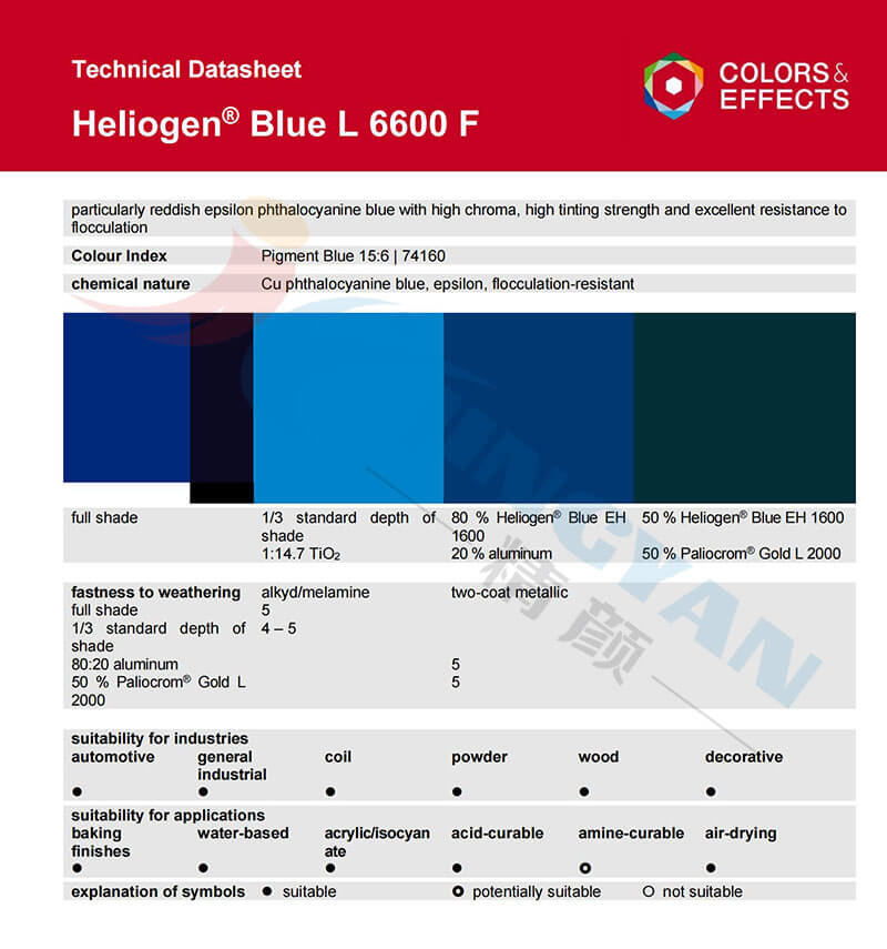 巴斯夫Heliogen酞菁藍(lán)顏料藍(lán)15:6產(chǎn)品技術(shù)報(bào)告