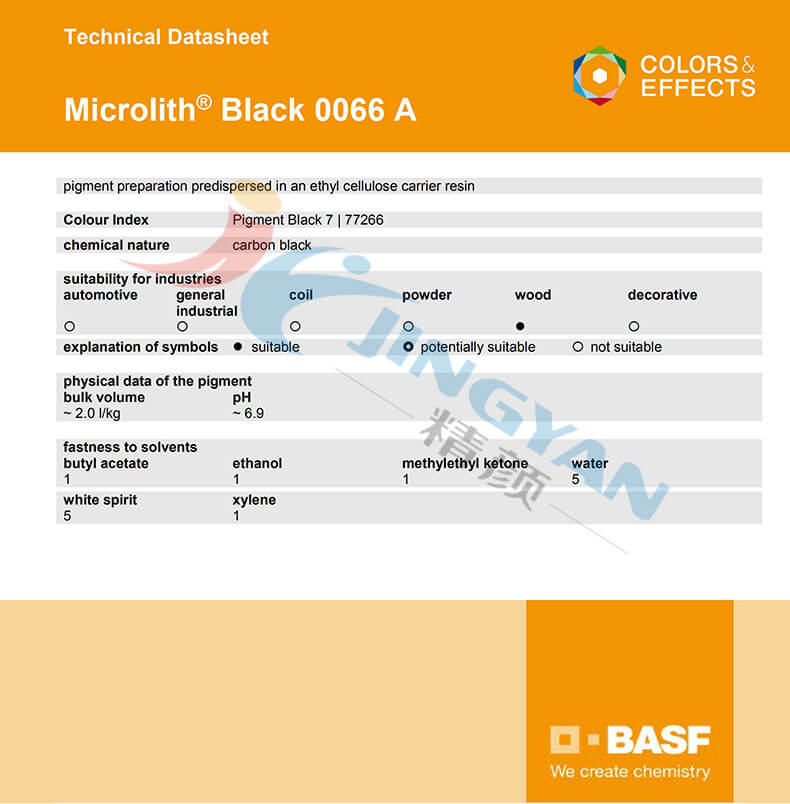 巴斯夫Microlith 0066A炭黑納米顏料TDS數據表